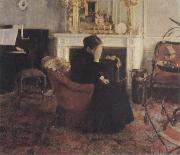 Fernand Khnopff Listingto Music by Schumann oil